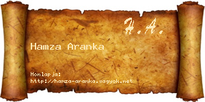 Hamza Aranka névjegykártya